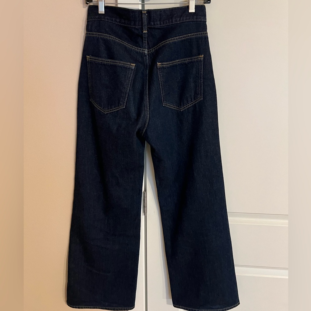 Tu es mon TRESOR Larimar Dark Indigo Straight Soft Flare Jeans Denim 26 L28 navy - Picture 9 of 10
